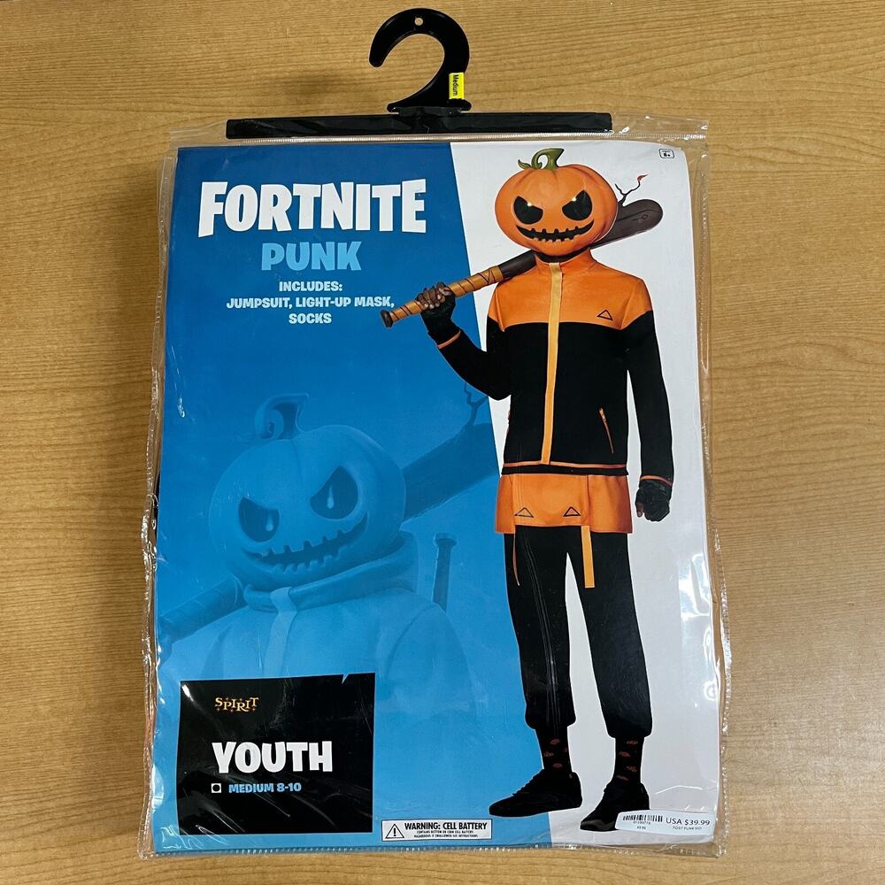 Spirit Fortnite Epic Games 2023 Punk Halloween Costume, Lighted Mask, Adult Med